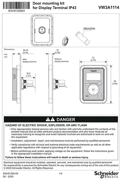 schneider施耐德Instruction Sheet - Door mounting kit IP43_ VW3A1114